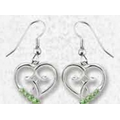 Birthstone Heart & Cross Earrings (August/Peridot)